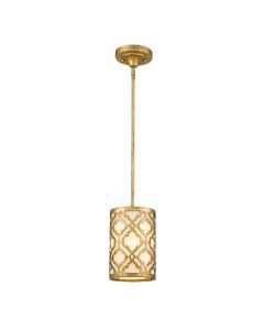 1 Light Duo-Mount Mini Pendant - Distressed Gold, Ivory Shade