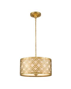 2 Light Duo-Mount Medium Pendant - Distressed Gold, Ivory Shade