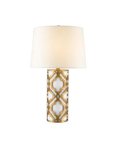 1 Light Table Lamp - Distressed Gold, Ivory Shade