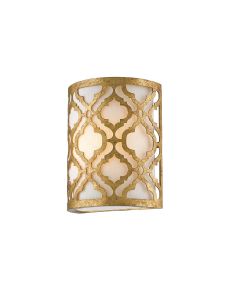 1 Light Wall Light - Distressed Gold, Ivory Shade