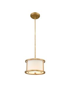 1 Light Duo-Mount Mini Pendant - Distressed Gold, Ivory Shade