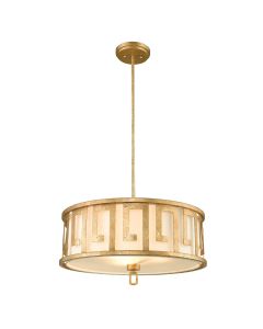 3 Light Duo-Mount Large Pendant - Distressed Gold, Ivory Shade