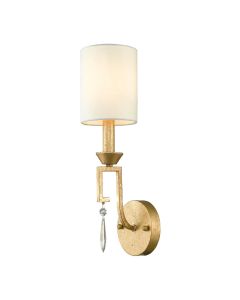 1 Light Wall Light - Distressed Gold, Ivory Shade