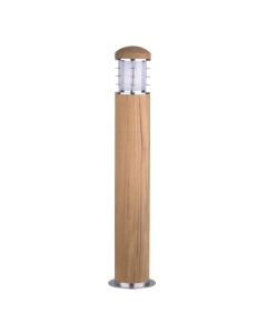 1 Light Bollard - Teak And Stainless Steel