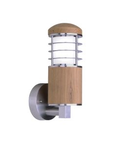 1 Light Wall Light - Teak And Stainless Steel