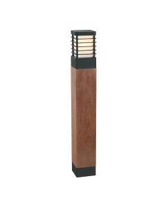 1 Light Large Wooden Bollard - Textured Black