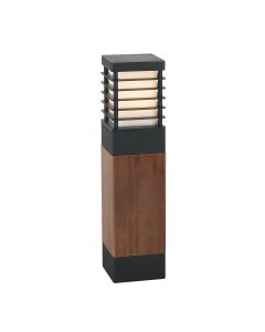 1 Light Medium Wooden Bollard - Textured Black