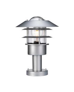 1 Light Pedestal Lantern - Silver