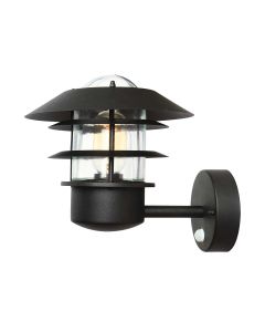 1 Light Wall Lantern With Pir - Textured Black