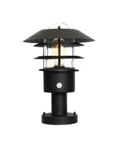 1 Light Pedestal Lantern With Pir - Textured Black