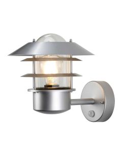 1 Light Wall Lantern With Pir - Silver