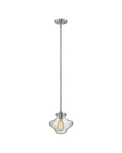 1 Light Clear Glass Pendant - Chrome - Polished Chrome