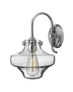 1 Light Clear Glass Wall Light - Chrome - Polished Chrome