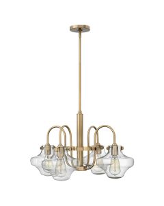 4 Light Clear Glass Chandelier - Brushed Caramel - Champagne Silver