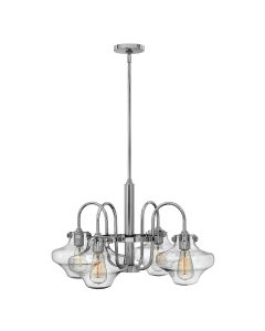 4 Light Clear Glass Chandelier - Chrome - Polished Chrome