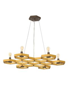 6 Light Chandelier - Gold Patina/Soft Grey Bronze