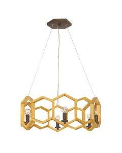 6 Light Pendant - Gold Patina/Soft Grey Bronze