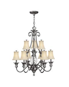 10 Light Chandelier - Polished Antique Nickel