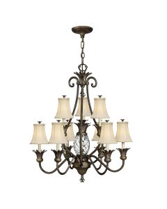 10 Light Chandelier - Grey Bronze Patina