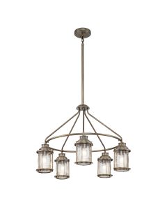 5 Light Outdoor Chandelier - Burnished Bronze