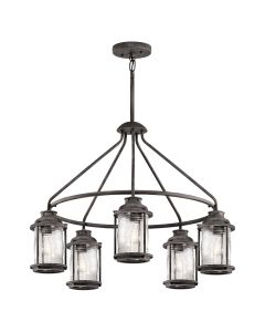 5 Light Outdoor Chandelier - Weathered Zinc