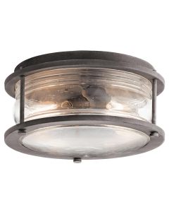 2 Light Outdoor Ceiling Flush - Weathered Zinc