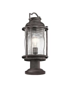 1 Light Medium Pedestal Lantern - Weathered Zinc