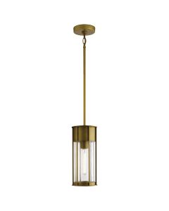 1 Light Outdoor Pendant - Painted Natural Brass