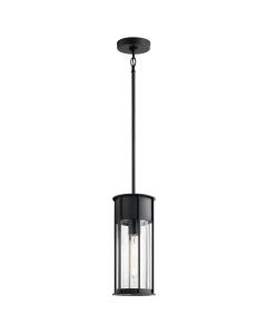 1 Light Outdoor Pendant - Textured Black