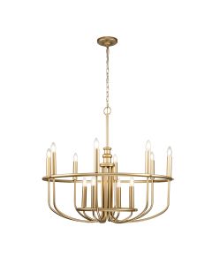 12 Light Chandelier - Painted Natural Brass