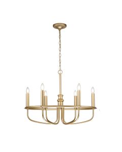 6 Light Chandelier - Painted Natural Brass