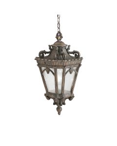 3 Light Extra Large Chain Lantern - Grey/Gold