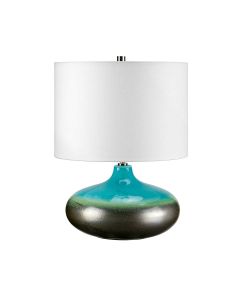 1 Light Small Table Lamp - Turquoise And Graphite Glaze