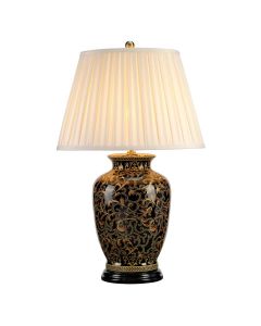 1 Light Large Table Lamp - Black, Cream And Gold Leaf