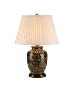 1 Light Small Table Lamp - Black, Cream And Gold Leaf