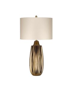 1 Light Large Table Lamp - Bronze Ceramic / Pearl Shade