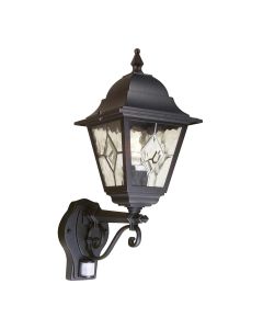 1 Light Up Wall Lantern With Pir - Textured Black