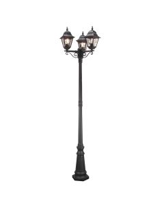 3 Light Lamp Post - Textured Black