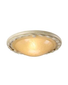 1 Light Flush - Ivory/Gold Patina