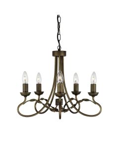 5 Light Chandelier - Black/Gold Patina