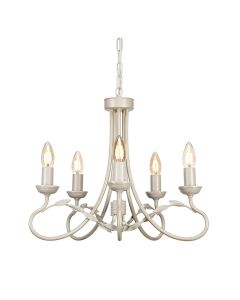 5 Light Chandelier - Ivory/Gold Patina