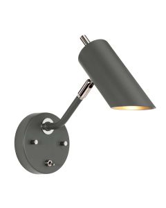 1 Light Wall Light - Dark Grey Polished Nickel - Dark Grey / Polished Nickel