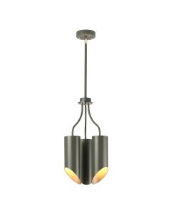 3 Light Chandelier - Dark Grey Polished Nickel - Dark Grey / Polished Nickel