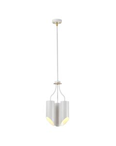 3 Light Chandelier - White Aged Brass - White / Aged Brass