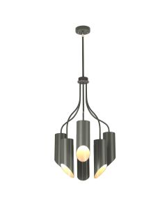 6 Light Chandelier - Dark Grey Polished Nickel - Dark Grey / Polished Nickel