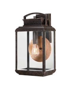 1 Light Large Wall Lantern - Old Painted Bronze With Copper Reflector