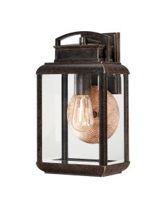 1 Light Medium Wall Lantern - Old Painted Bronze With Copper Reflector