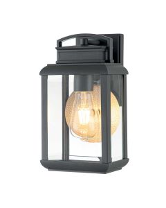 1 Light Small Wall Lantern - Graphite With Pewter Reflector