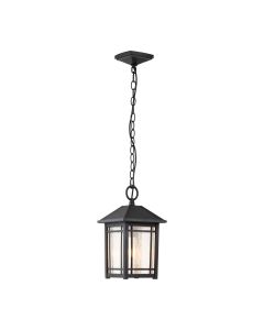 1 Light Medium Chain Lantern - Textured Black