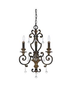 3 Light Chandelier - Antique Bronze & Gold